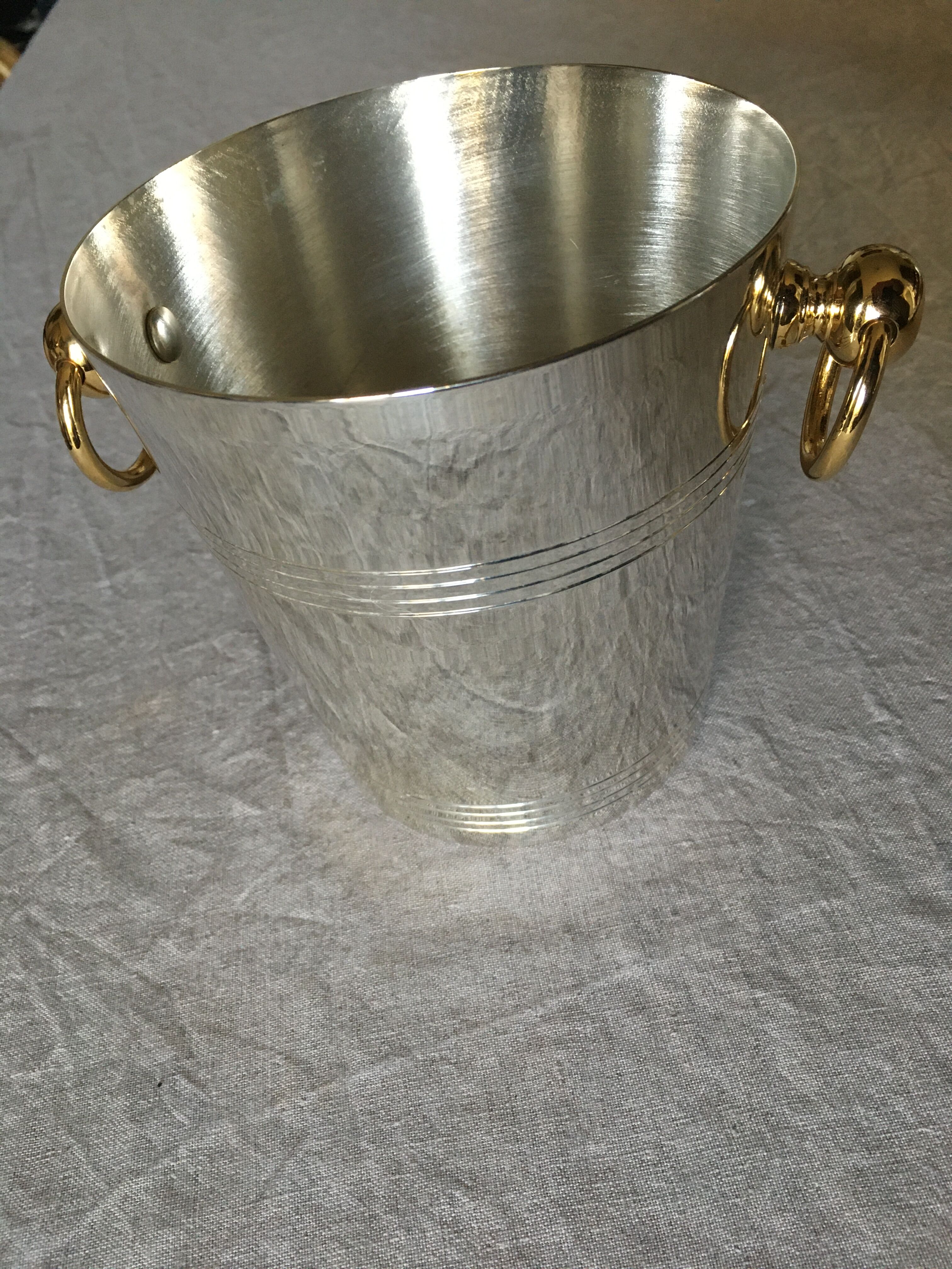 Silver metal ice bucket