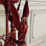 Athenian carved wood, red patina imitation of red marble