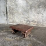 Small auxiliary stool in upcycled teak with red chrome (3274)