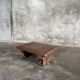 Small auxiliary stool in upcycled teak with red chrome (3274)