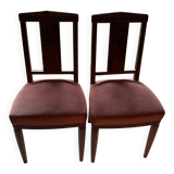 Set of 2 wooden chairs with padded seats.