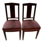 Set of 2 wooden chairs with padded seats.
