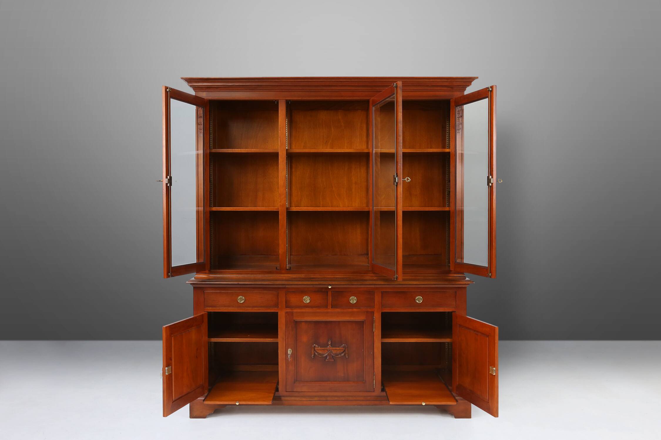 English Wooden Bookcase Cabinet, 1950s