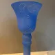 Frosted blue glass tulip vase on a stand. 90s.