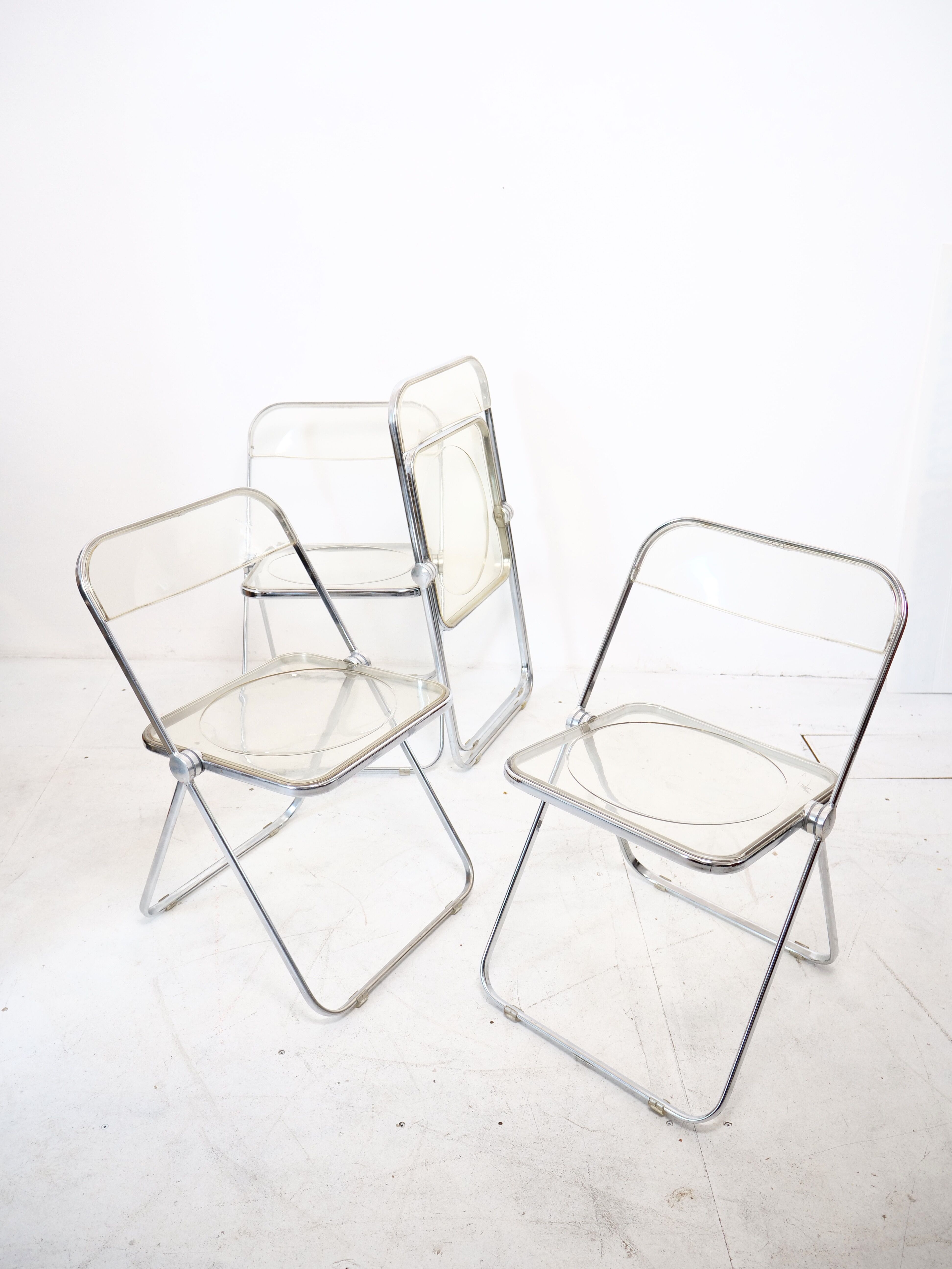 Suite of 4 Plia chairs by Giancarlo Piretti for castelli