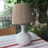 Vintage frosted glass lamp and rope lampshade