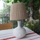 Vintage frosted glass lamp and rope lampshade