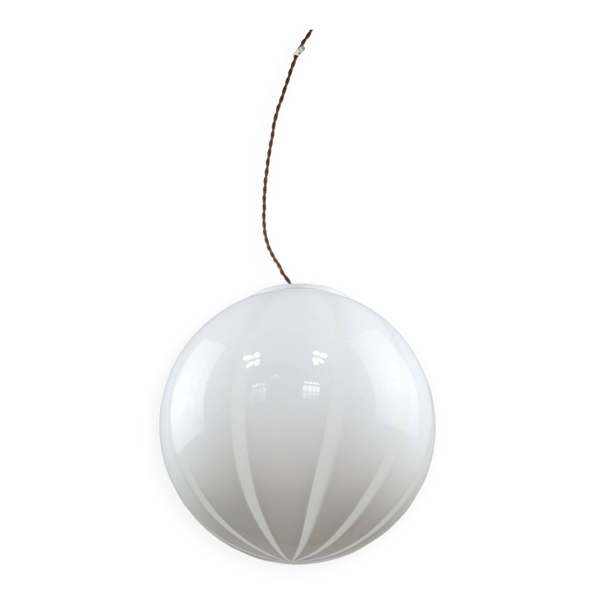 Vintage Italian Swirl Globe Pendant Lamp, 70s