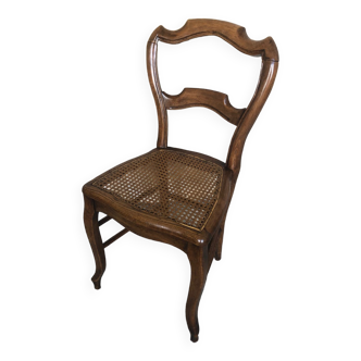 Chaise louis philippe bois & assise cannée vintage