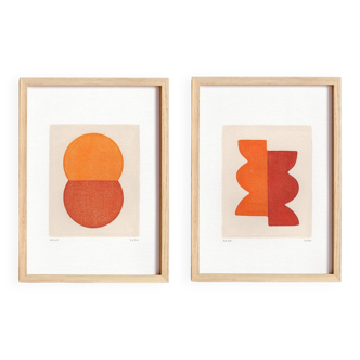 Duo of abstract paintings on paper signed eawy.