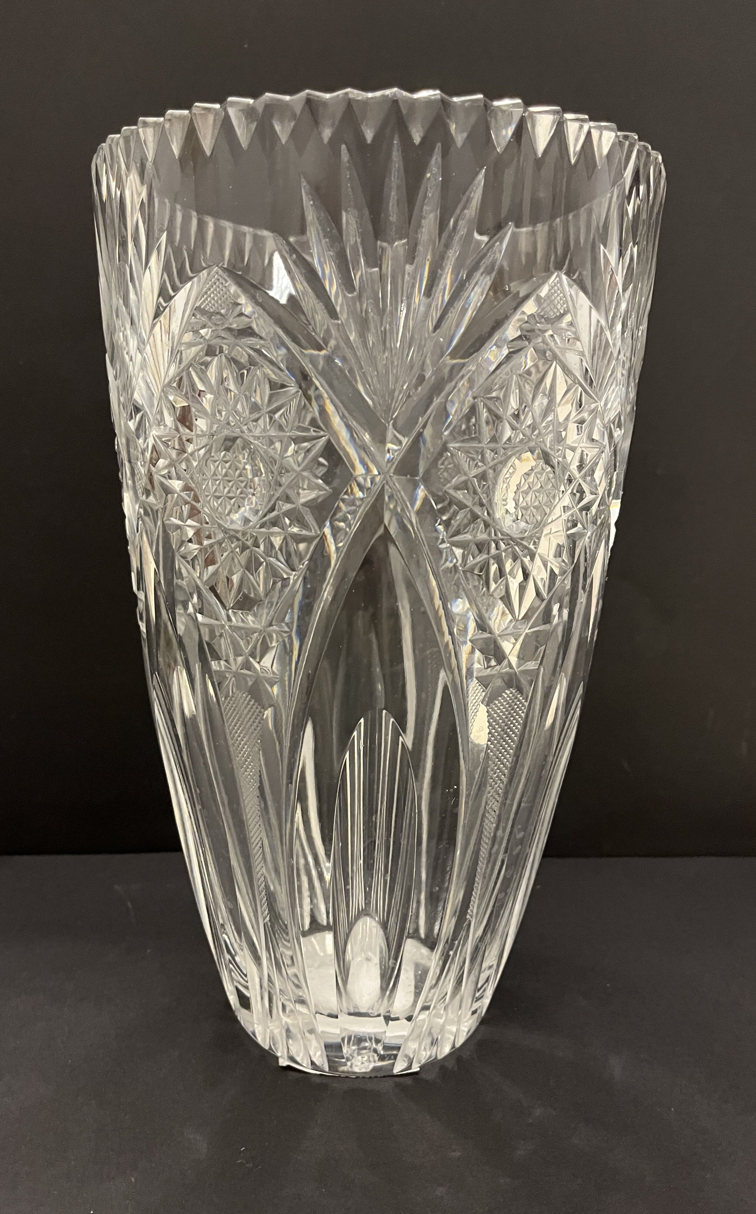 Carved crystal vase