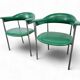 Set of 2 vintage green chairs / armchairs / lounge chairs