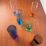 Coloured German shot glasses from the mid-century, 1960s, set of 6.
