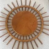 1960s rattan sun mirror.