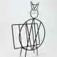 Mid-century cat-shaped magazine or record holder, iron, Italy, 1950s.