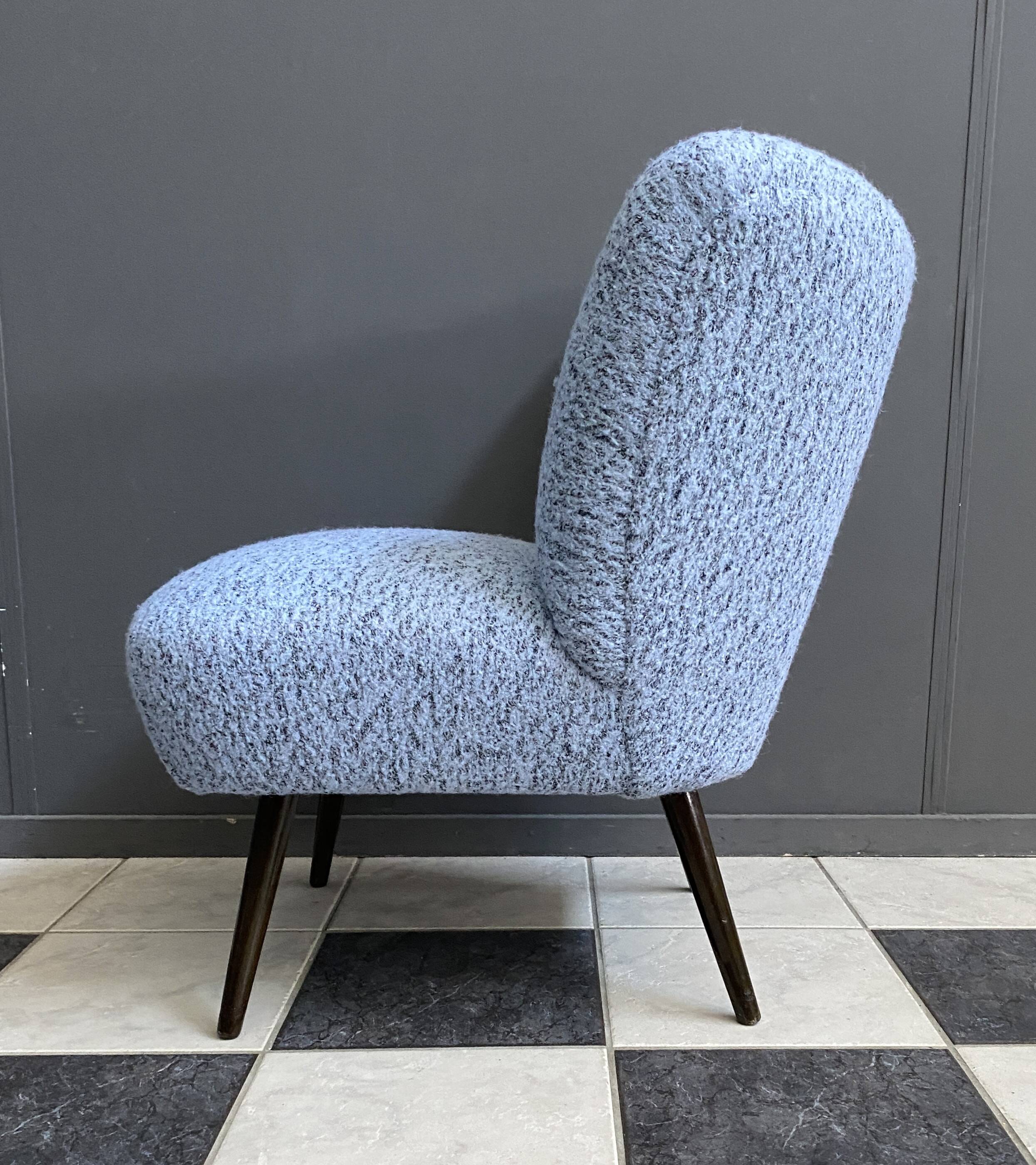 Blue wool cocktail chair 1960s