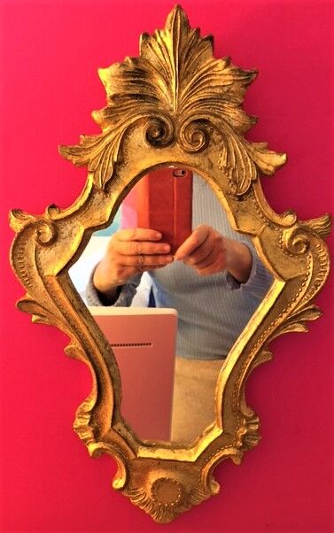 Old mirror gilded wood 42 cm x 25 cm