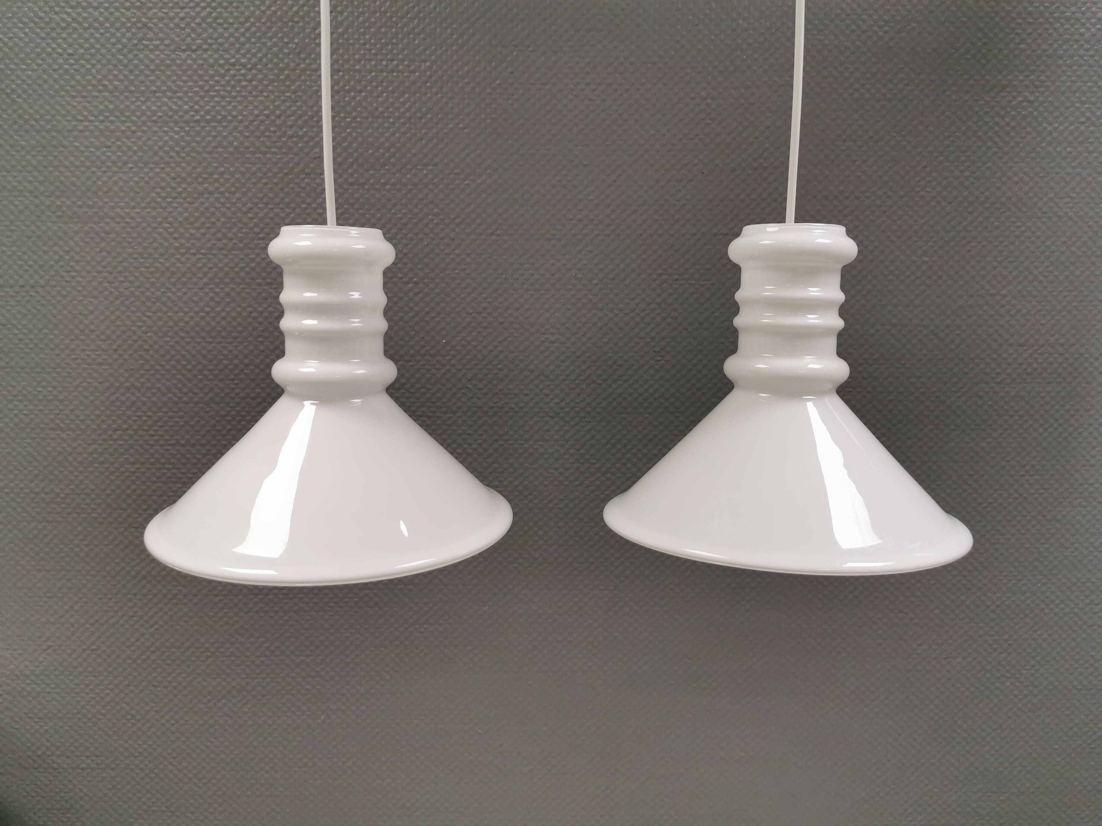 A pair of Sidse Werner pendant lamps, for Royal Copenhagen Denmark 1980s