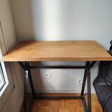 Cedar and metal desk