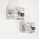 Set (2) of metal and ice glass 'cube' wall lights, Germany 1970s