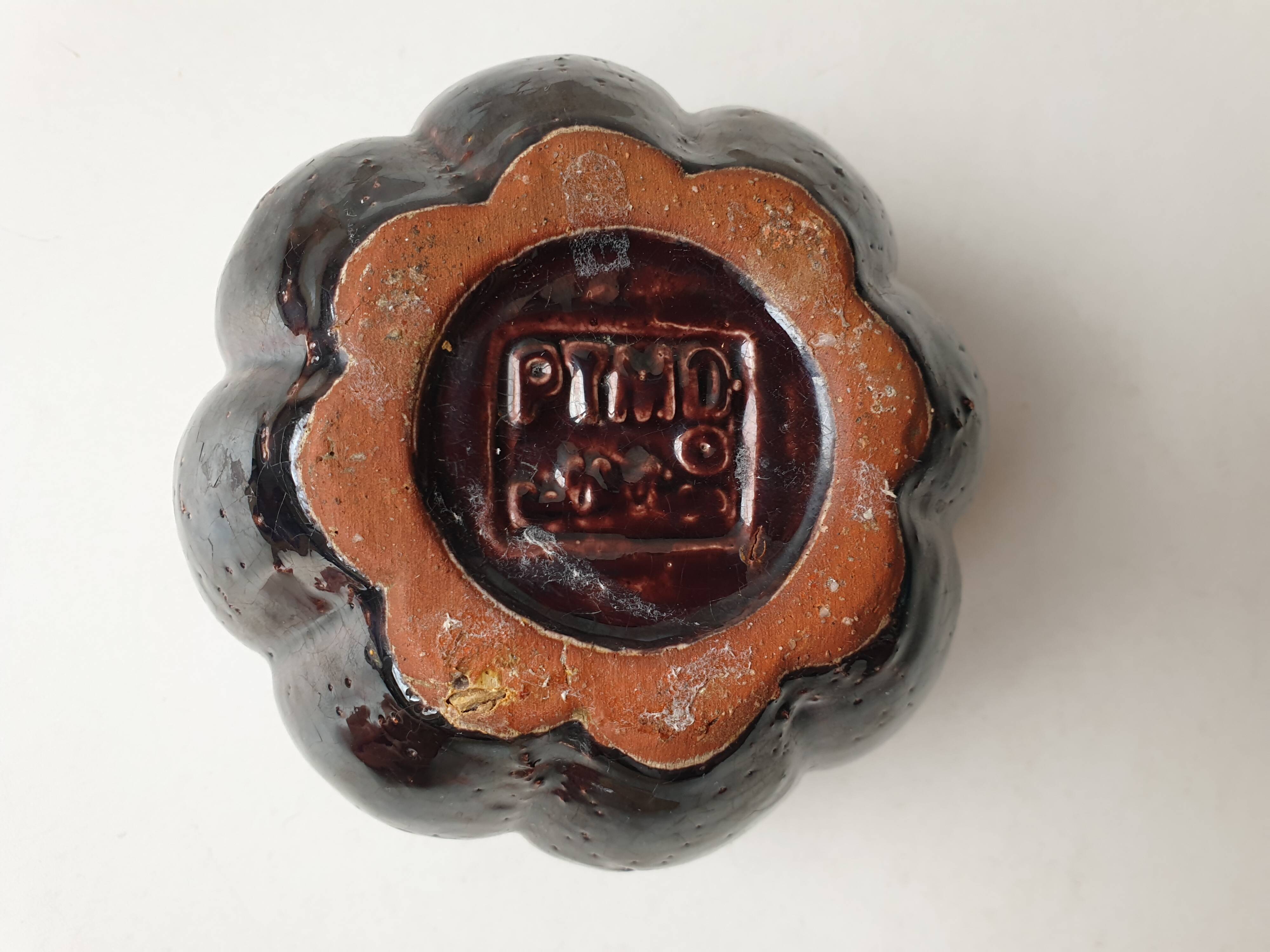 Terracotta ceramic vase in the shape of a squash signed PTMD