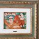 Figurative oil painting on cardboard with frame 1982 Guarnieri Carlo