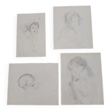 Set of 4 original drawings Edmond Sigrist (1882 1947)