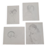 Set of 4 original drawings Edmond Sigrist (1882 1947)