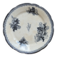 Flat plate iron earth Onnaing - Blue-black plant decoration on ivory background