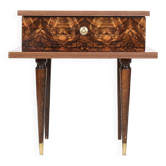 Vintage bedside table from the 50s in lacquered wood and mahogany.
