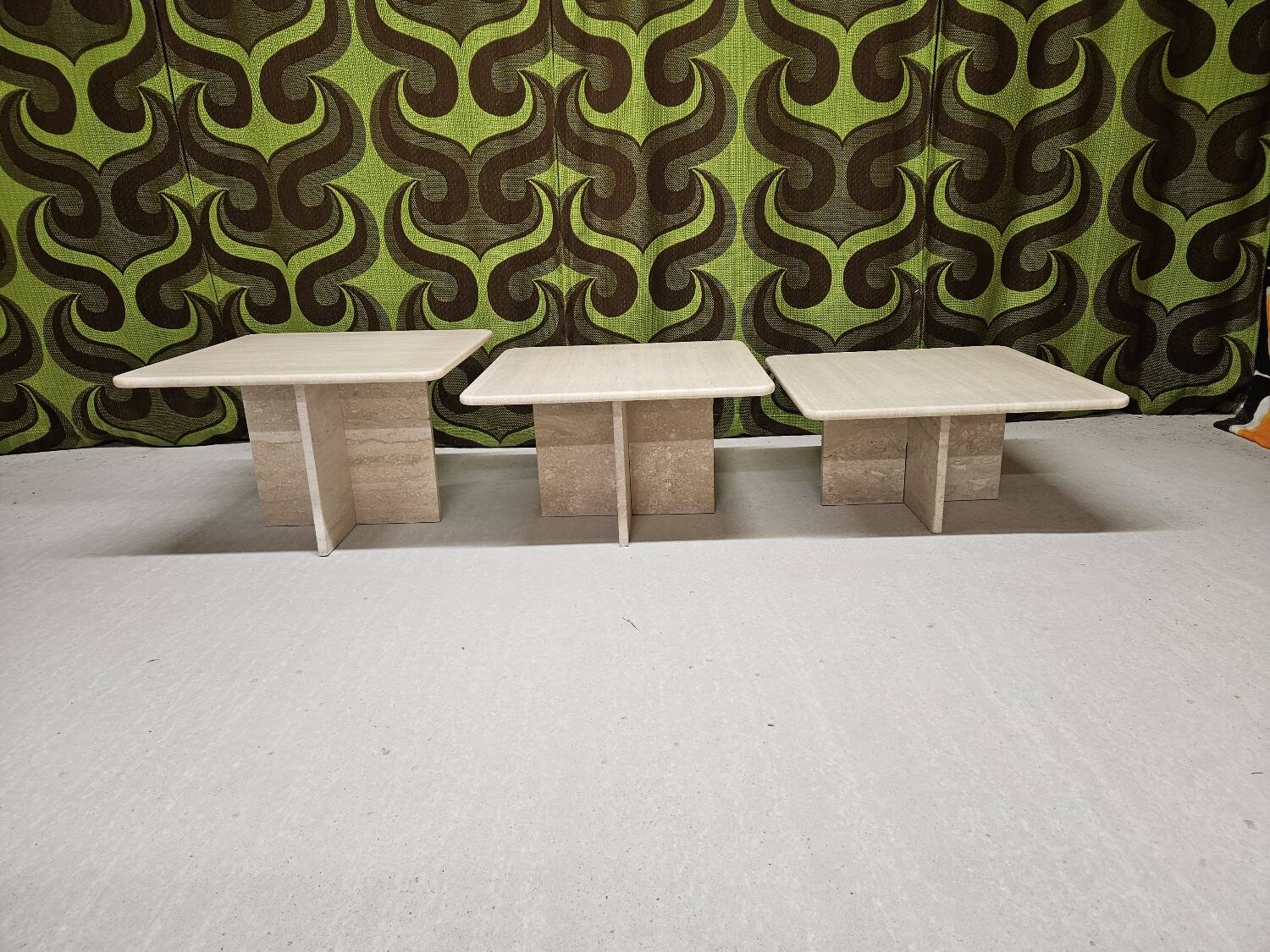 Set of 3 travertine nesting tables