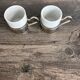 Set of 2 vintage porcelain cups with silver metal stand