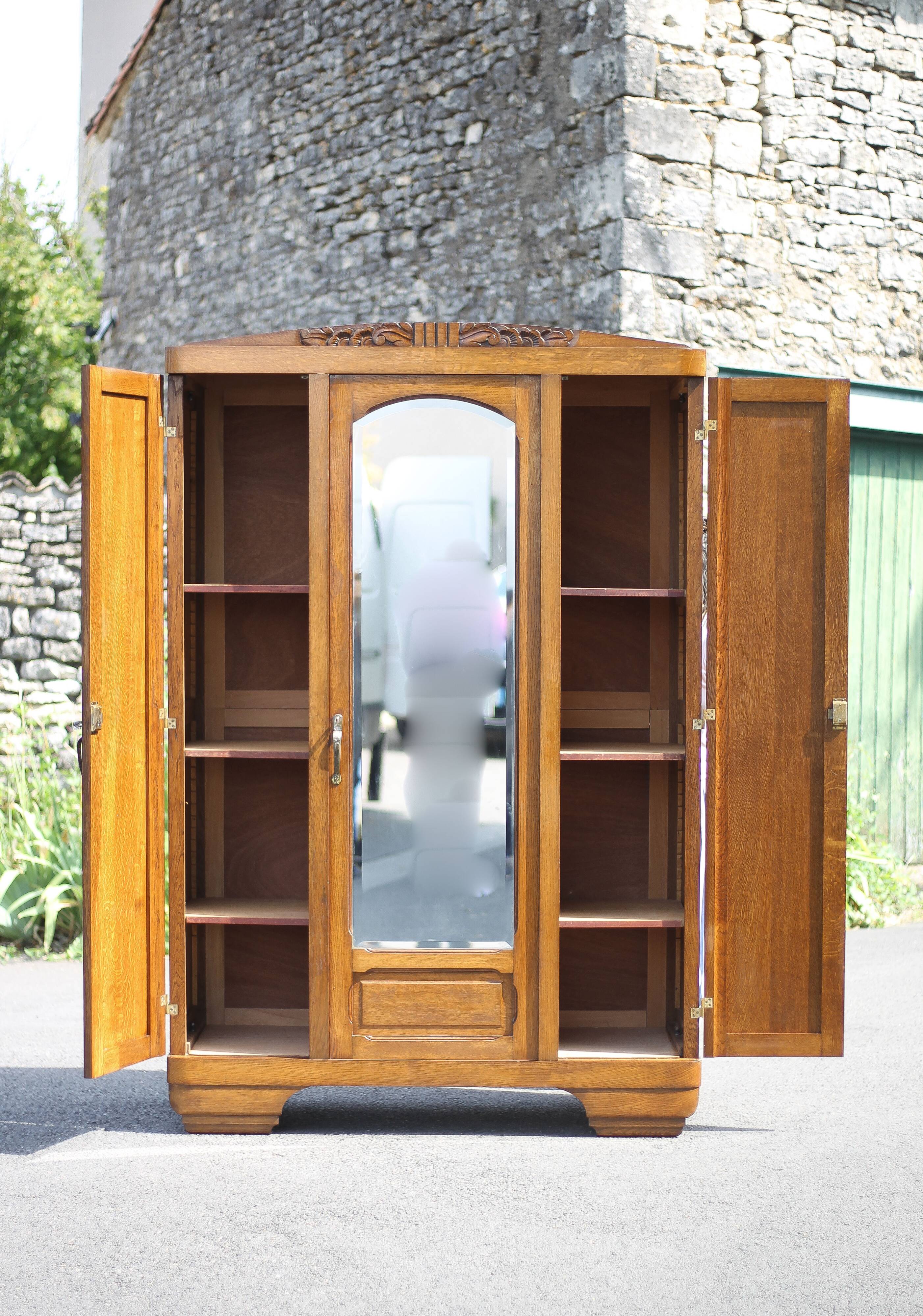 Art deco cabinet, wooden cabinet, vintage storage unit