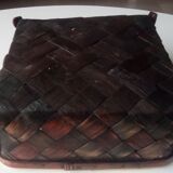 80s varnished bamboo basket
