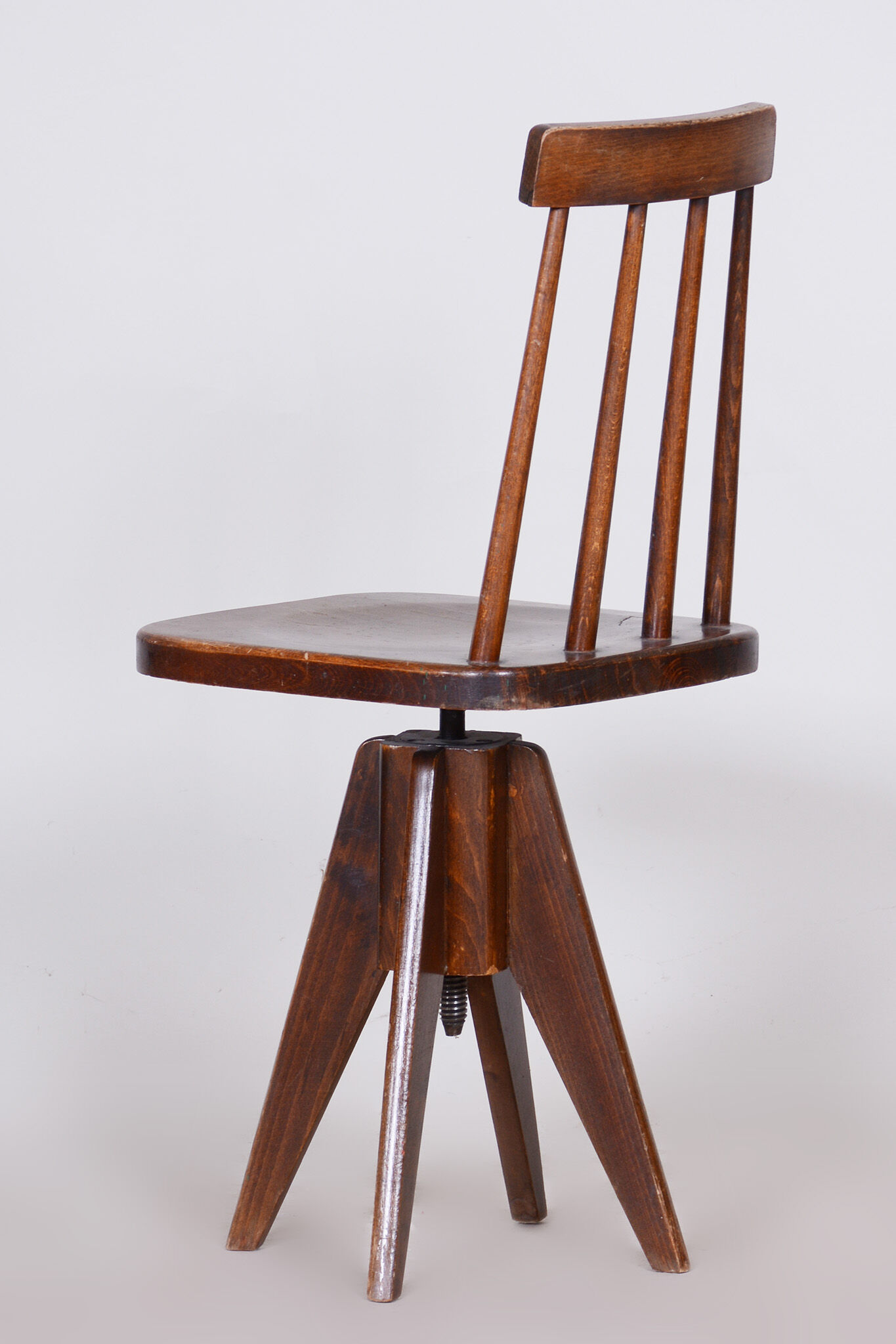 Brown mid-century beech swivel chair, 1960s