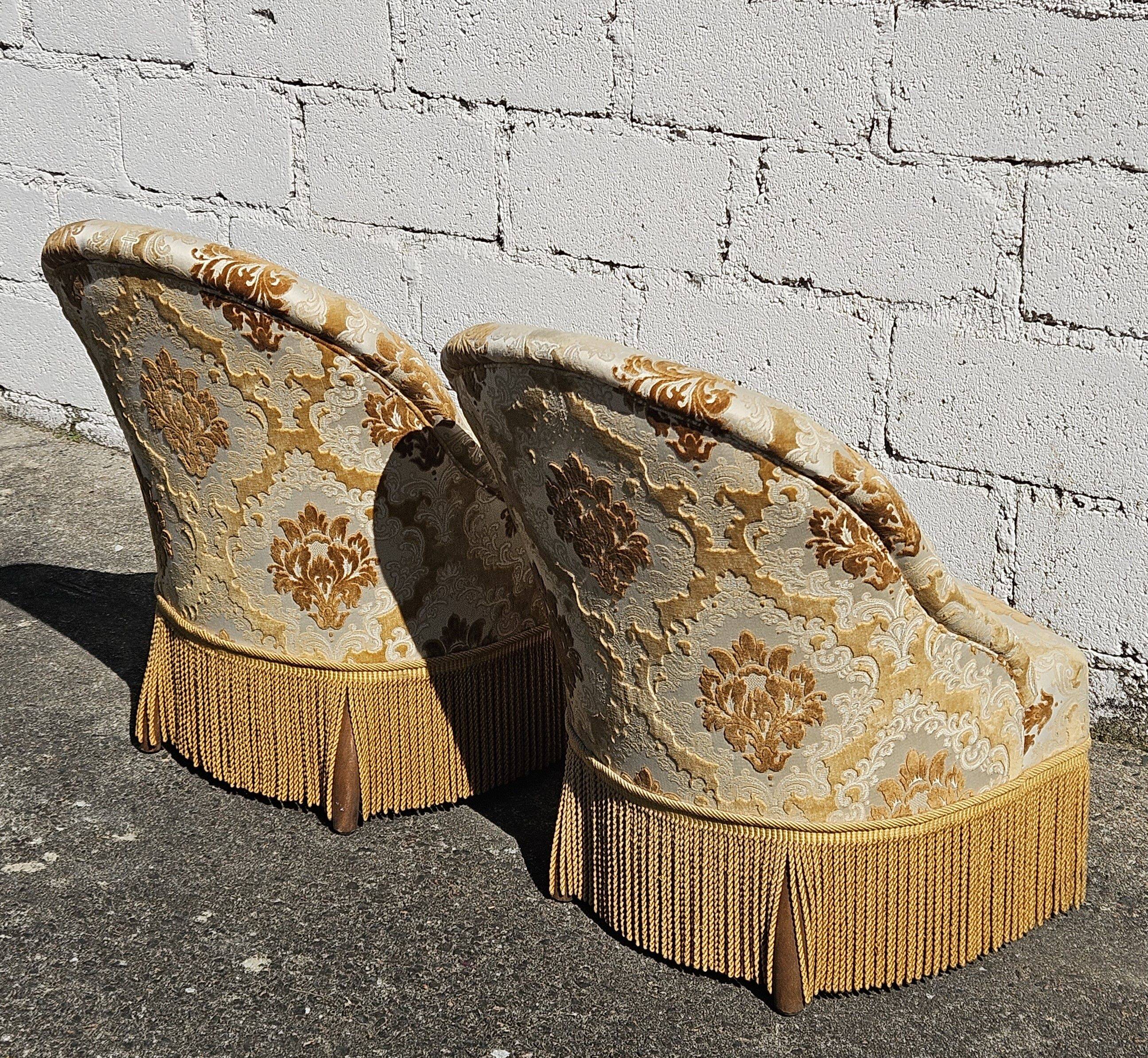 2 French Vintage Crapaud Seater-golden beige Cocktail Chairs 60s