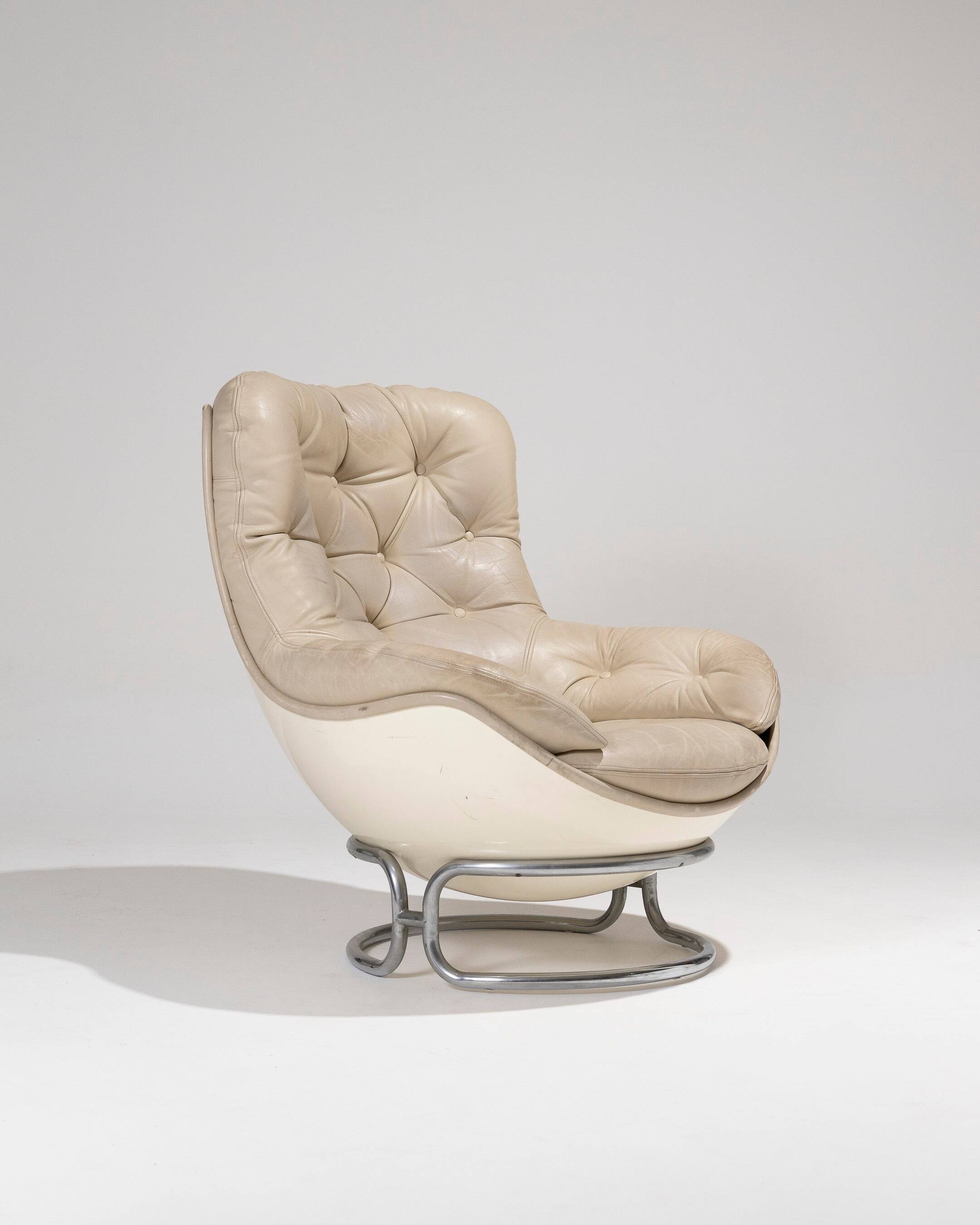 MICHEL CADESTIN KARATE LEATHER ARMCHAIR, 1970s