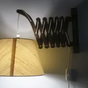 Large concertina scissor wall light in teak by Eric Hansen  Denmark 1960s