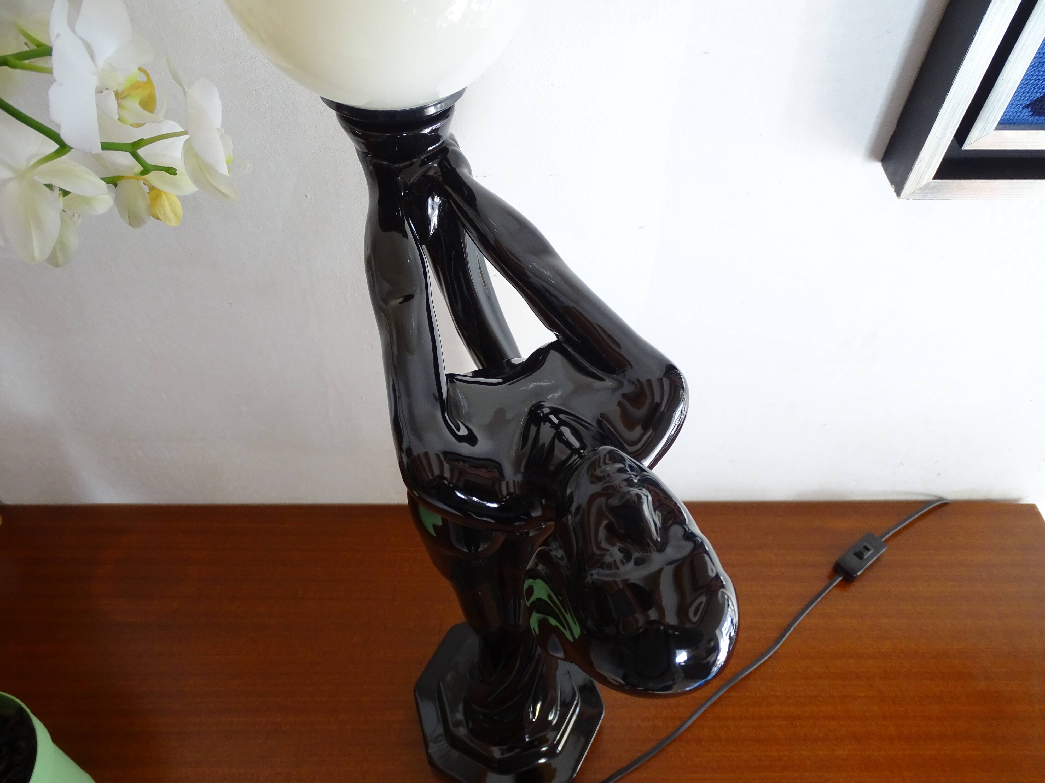 Lampe danseuse nue design 70's 80's- art déco globe boule