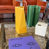 Space age yellow ceramic vase, Pietro Arosio, Parravicini Italy ca. 1960