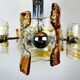 Mid-century chandelier in amber Murano and chrome by Toni Zuccheri for Mazzega, Italy, 1970s.