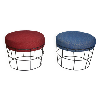 2 tabourets en métal noir dans le style de Panton, années 60-70