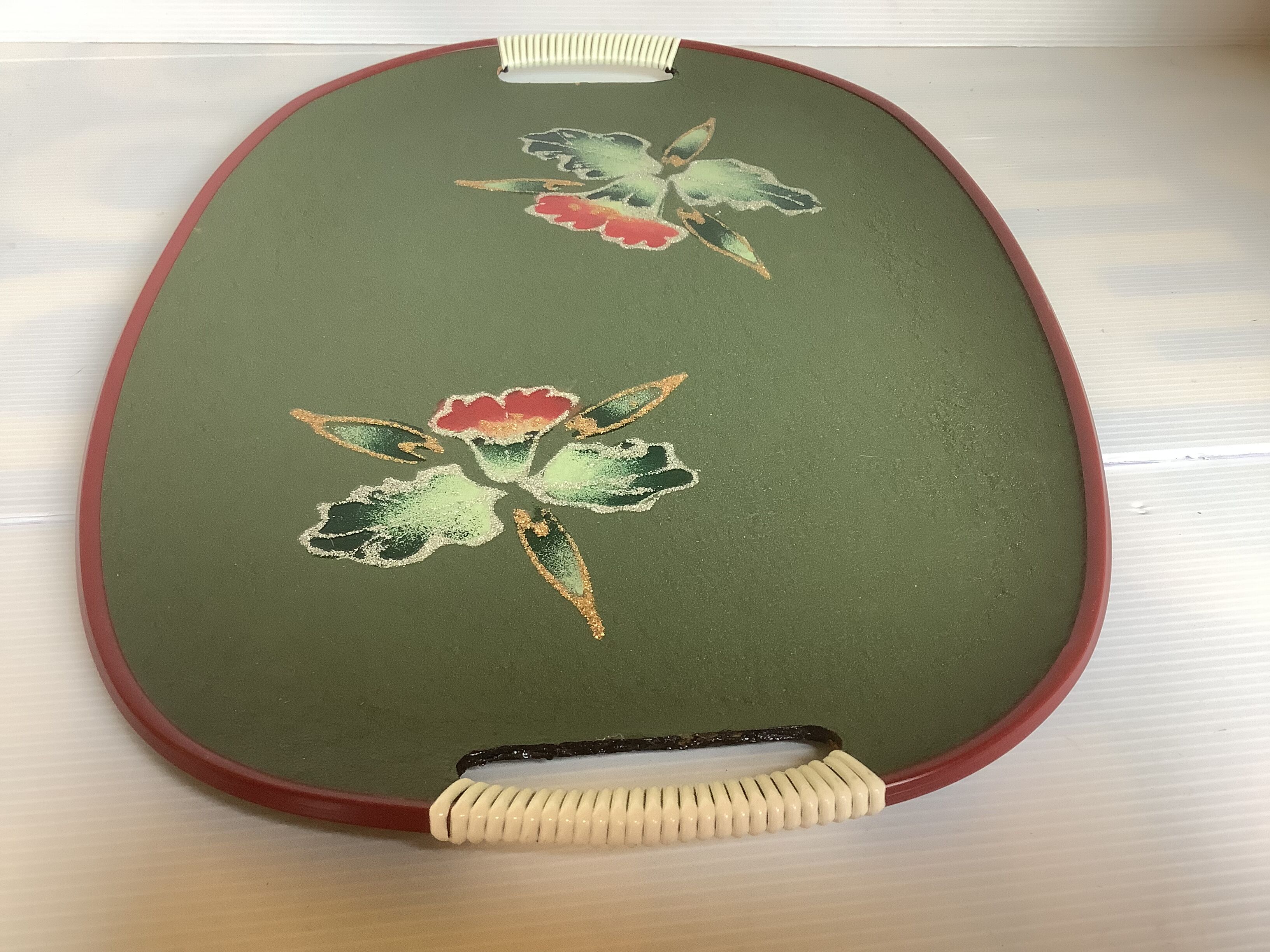 Glitter flower tray handles scoubidou Japan