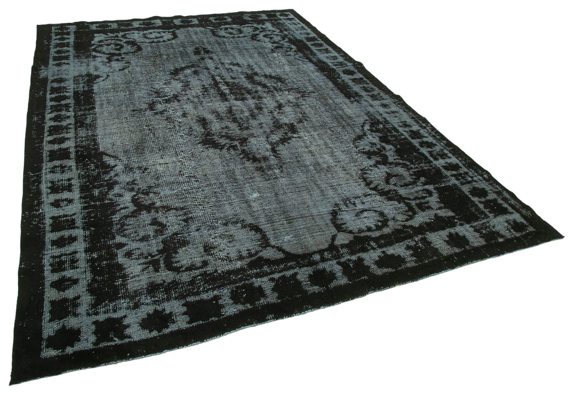 Handmade Unique Anatolian 1970s 214 cm x 311 cm Black Rug