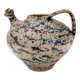 Vase vintage en terre cuite laqué et peint à la main beige et vert, Deruta