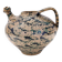 Vase vintage en terre cuite laqué et peint à la main beige et vert, Deruta