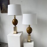 Paire de lampes de table Philippe Barbier années 70