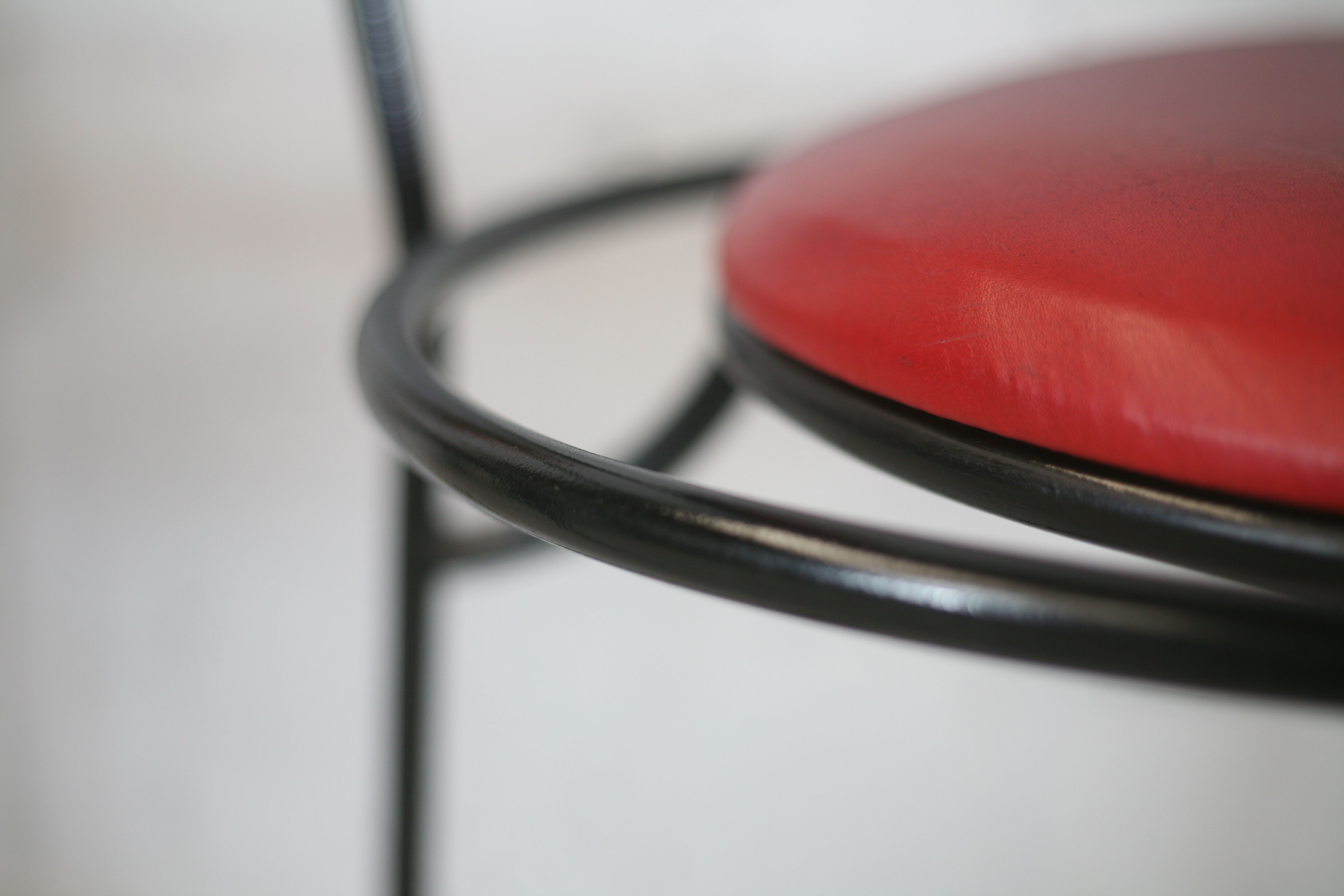 3 armchairs designs steel and leather, France, circa 1980