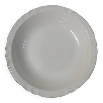 grand plat creux légumier Digoin Sarreguemines blanc crème