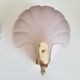 Pair of sconces shell pressed glass sand and golden steel 1970